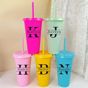 Personalized 24oz Cold Cup with Lid & Straw: Custom Name Bachelorette Party Favor