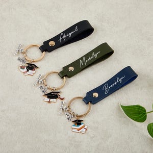 Personalized Leather Graduation Keychain,Graduation Keyring,Gift for Graduates,College Graduation Gift,Graduation Gift for Her,Class of 2025