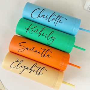 Personalized Skinny Tumbler, Bridesmaids Gift, Bridesmaid Tumbler with Straw, Bachelorette Party, Bridal Shower Favors, Wedding Gift for Her