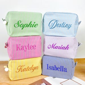Benutzerdefinierte Kosmetiktasche, Brautjungfern Make-up-Tasche, bestickte Make-up-Tasche, passende Brautjungfer Geschenke, Brautjungfer Vorschlag, personalisiertes Geschenk für Sie