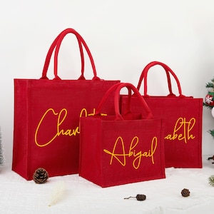 Personalized Christmas Gift Bags,Red Xmas Gift Bags,Christmas Party Bags,Custom Christmas Gift Bag,Christmas Eve Gift Bags,Holiday Gift Bag