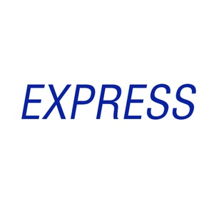 May include: A blue logo with the word "EXPRESS" in a stylized font.