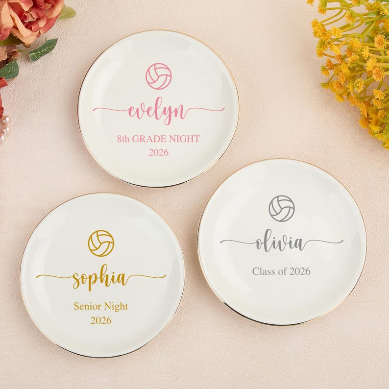 Custom Senior Night Ring Dish, Personalized Sports Jewelry Tray, Cheer ...