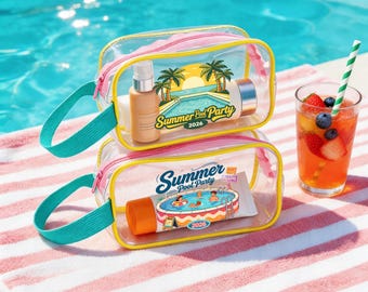 Bolsa impermeable personalizada para fiestas en la piscina de verano, neceser transparente personalizado, bolsa de aseo de viaje con logotipo personalizado, recuerdo para fiestas en la playa o la piscina