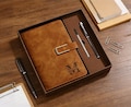 Custom Engraved Leather Journal Set with Pen, Personalized Notebook product logo