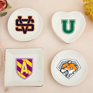Personalized College Logo Ring Dish, Custom University Trinket Ring Dish 2025, Custom Graduation Gift for Her, Graduation Jewelry Dish