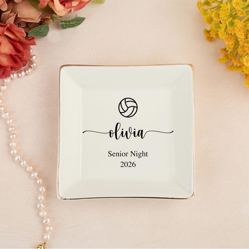 Custom Senior Night Ring Dish, Personalized Sports Jewelry Tray, Cheer ...