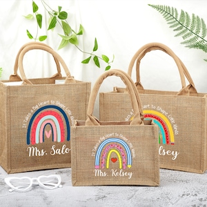 Sac fourre-tout personnalisé pour enseignant, cadeau de remerciement pour enseignant, sac fourre-tout arc-en-ciel, cadeau de fin d'année pour enseignant, cabas personnalisé pour enseignant, rentrée des classes