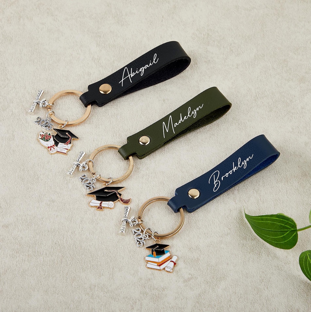 Personalized Leather Graduation Keychain: Class of 2026 Gift - Etsy