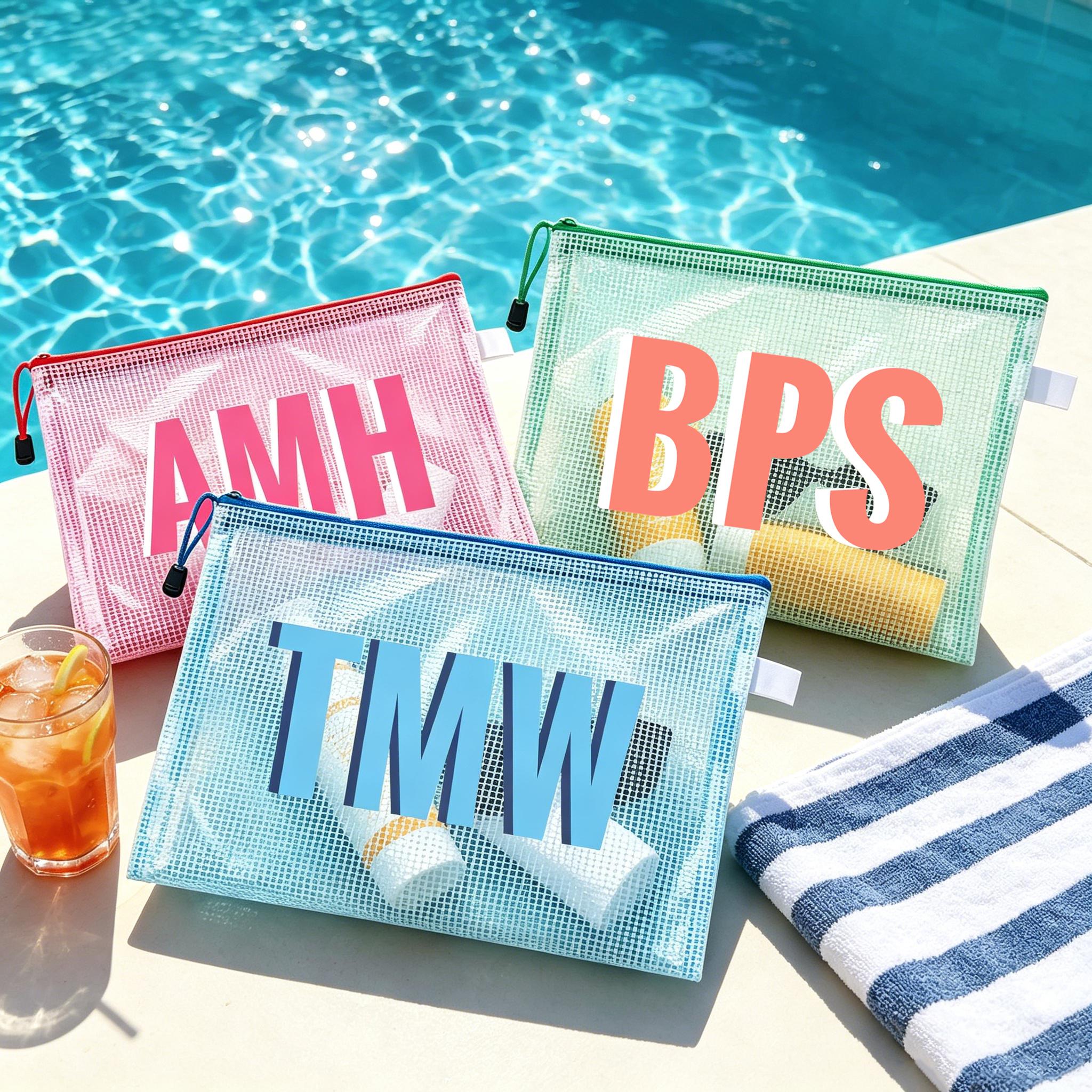 Shadow Monogram Pool Bag, Personalized Waterproof Pouch, Custom Summer ...