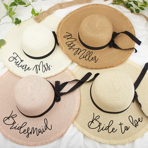 Personalisierbar Stroh Strand Hut: Braut, Braut, Party Geschenk