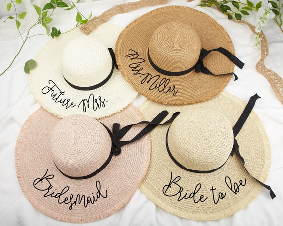 Customizable Straw Beach Hat: Bride, Bridal Party Gift