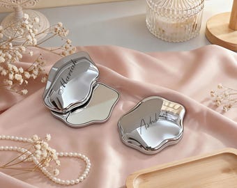 Benutzerdefinierter Name Taschenspiegel, personalisierter Taschenspiegel mit Gravur, Hochzeit Brautjungfer Geschenk