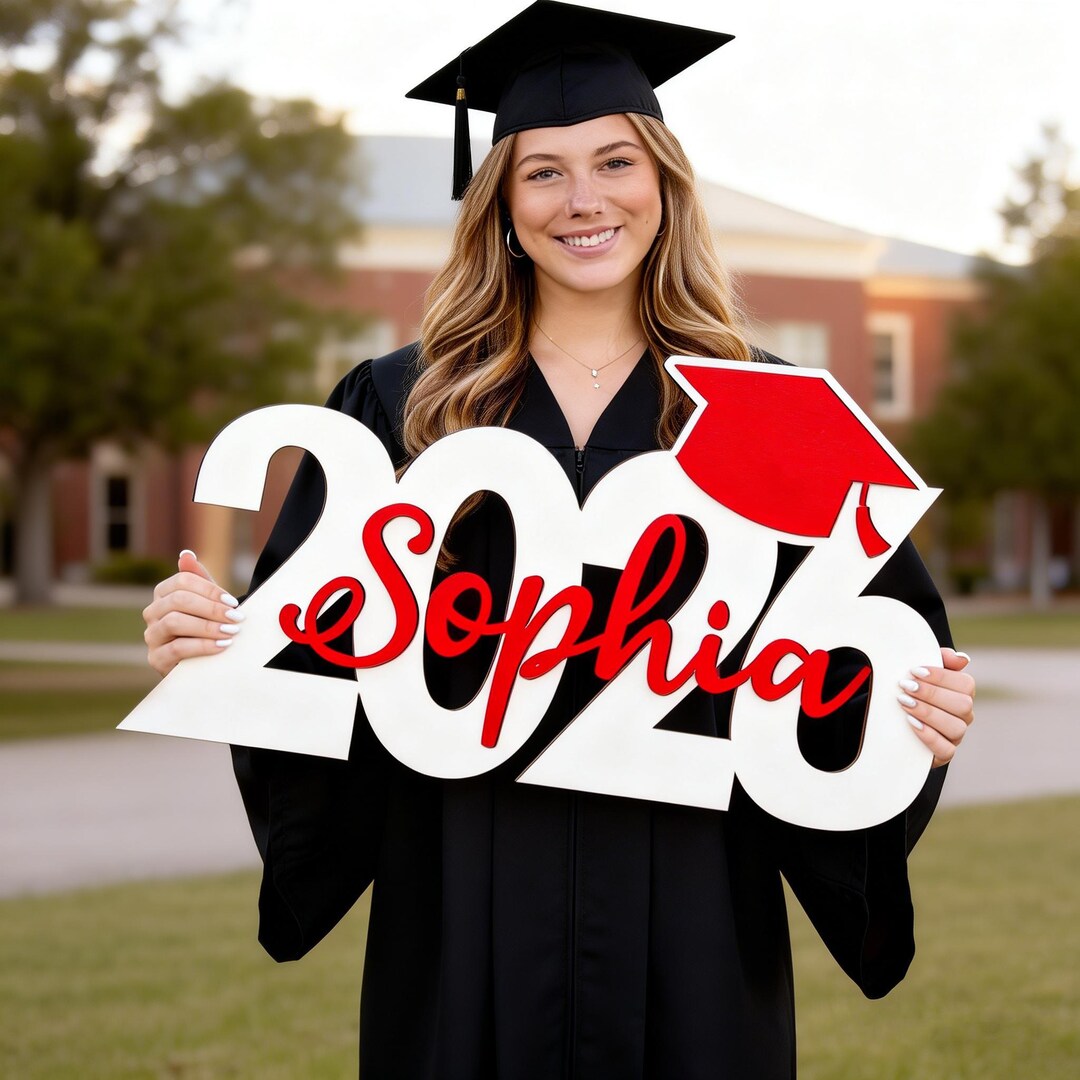 Grad Name Sign Custom Wooden Graduation Name Sign, 2026 Grad Party Decor, Photo Prop ...