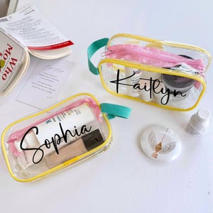 Personalized Makeup Bag, Waterproof Toiletry Bag with Zipper, Beach Wedding Favor, Clear Cosmetic Bag, Bridesmaid Gifts, Bachelorette Party