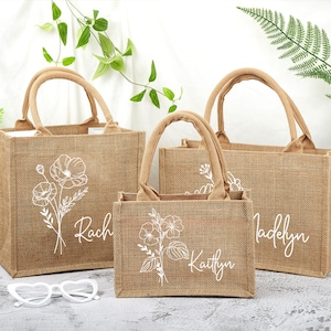 Personalisierte Tragetasche für Frauen, personalisierte Tragetasche mit Geburtsblume, Monogramm Tasche, Brautjungfer Tasche, personalisierte Geschenktasche, Geburtstagsgeschenke