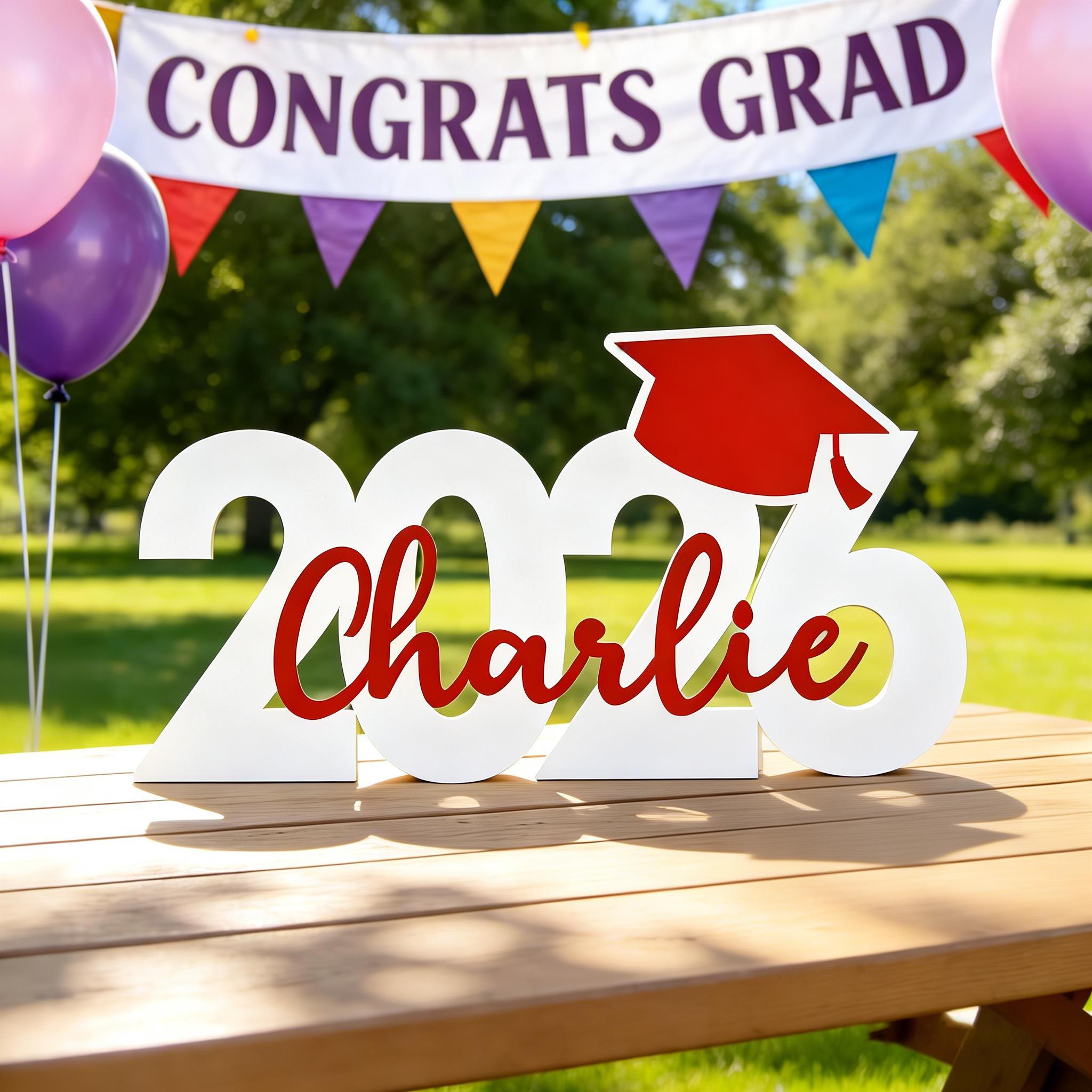 Grad Name Sign Custom Wooden Graduation Name Sign, 2026 Grad Party Decor, Photo Prop ...