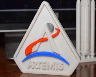 Artemis Mission Badge / Artemis Logo / Artemis Rocket Badge / 3D Printed NASA Artemis Logo Display / Nasa display / Nasa Mission Badge