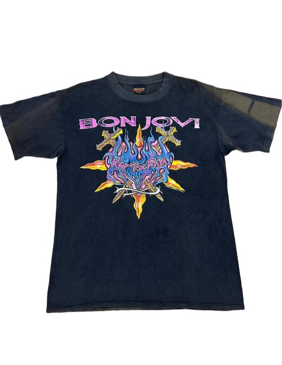 Vintage 90's Bon Jovi Band Tees Rock Brockum Tag - Etsy