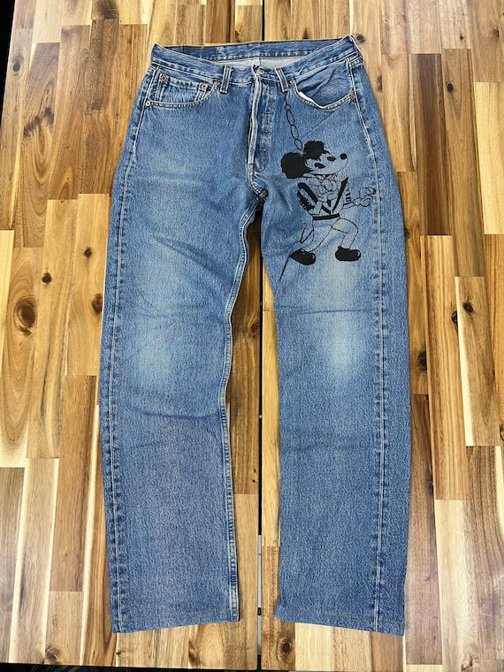 Levis 501 Mickey Mouse Custom Button 273 Jeans Denim - Etsy