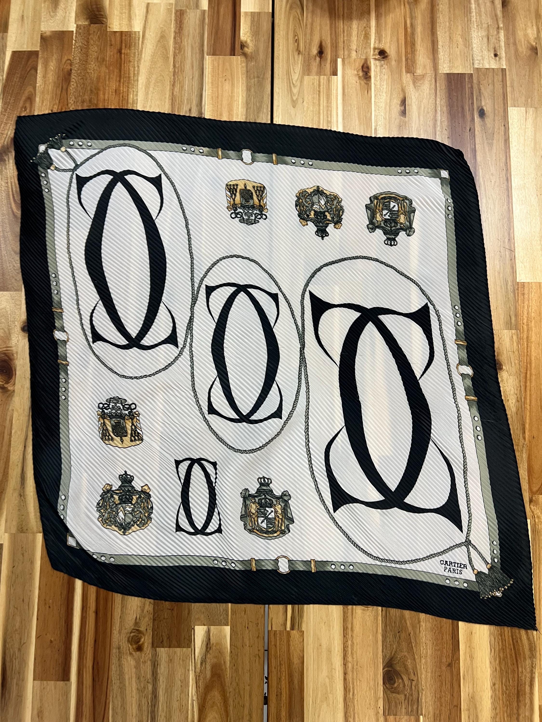 カルテイエ スカーフ chain/logo Cartier カルティエ スカーフ ブラック ダイヤモチーフ シルク vintage