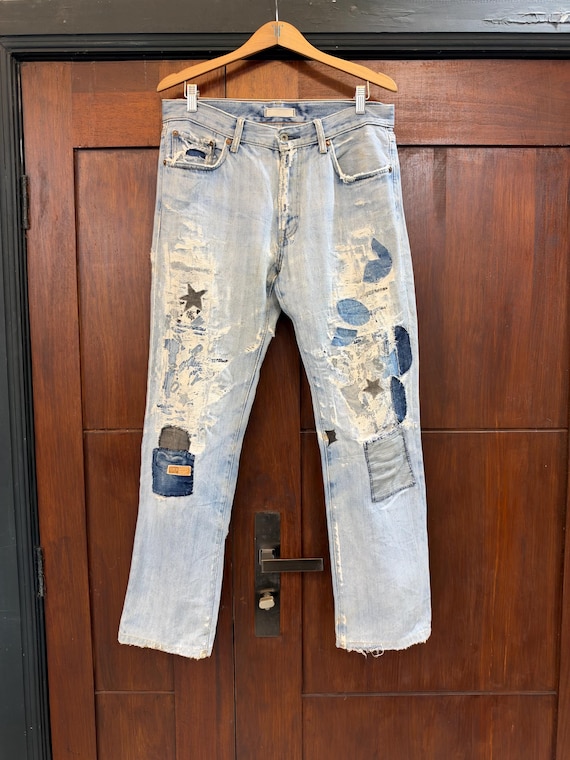 Uniqlo, W34 Vintage Uniqlo Sashiko Design Jeans Denim