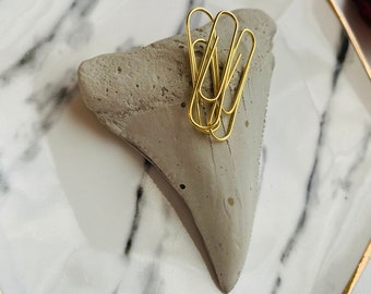 Concrete Shark Tooth Paperweight, Magnetic Paperweight,, Concrete Shark Tooth Replica, Magnetic Office Paperweight, Paperclip Holder