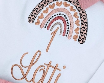 Regenbogen Geburtstag Shirt Mädchen | Geburtstagsshirt  l Geburtstagsoutfit erster Jahr | Geschenk tshirt 1, 2, 3, 4, l Oberteil Mädchen