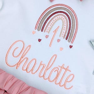 Rainbow birthday shirt girl, birthday outfit first year, gift tshirt 1,2,3 top girl, personalized T-shirt with name