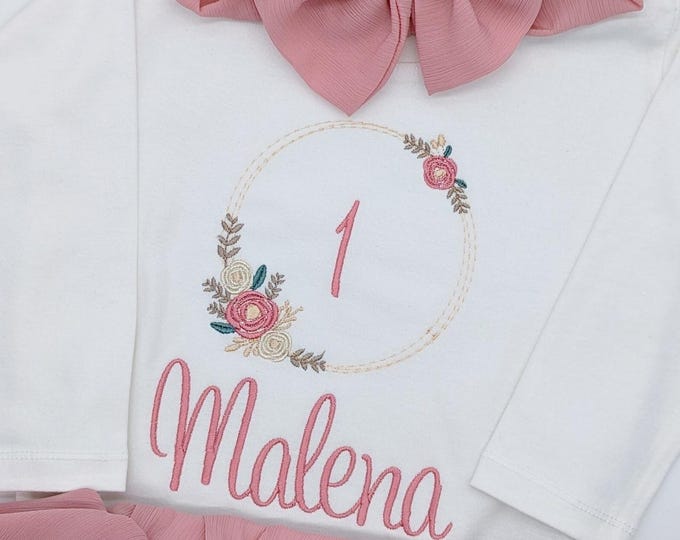 Blumen Geburtstagsshirt Mädchen | Geburtstagsshirt 4. l Geburtstagsoutfit erster Jahr | Geschenk tshirt 1, 2, 3, 4, 5 l Oberteil Mädchen