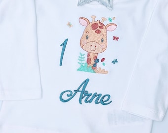 Giraffe Geburtstagsshirt Jungs l Geburtstagsoutfit erster Jahr | Geschenk tshirt 1, 2, 3, 4 l Geburtstag outfit l Safari Geburtstagskind