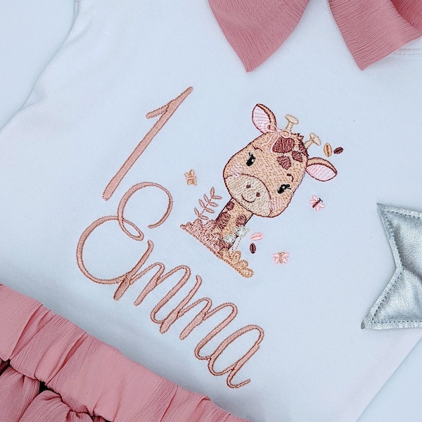 Giraffe Personalisiertes Geburtstagsshirt für Kinder l Oberteil Mädchen