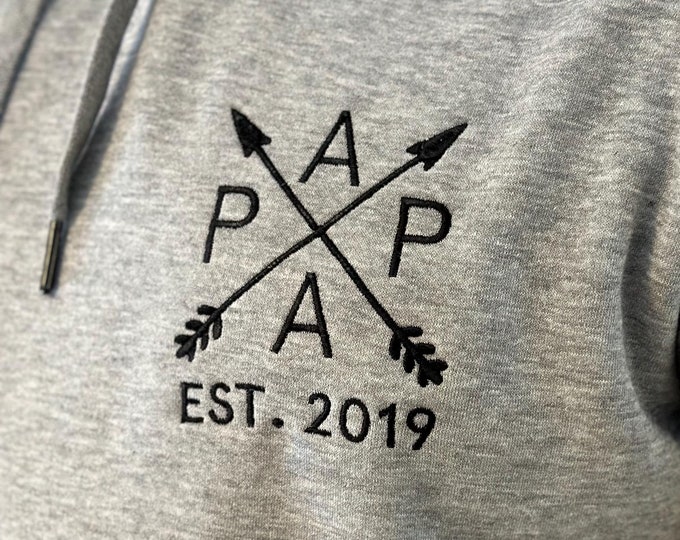 DAD besticktes Hoodie personalisiert Name und Jahreszahl, Geburt Vater Pulli Geschenk ,werdender Papa ,Vatertag,OPA,DAD,Kapuzenpullover