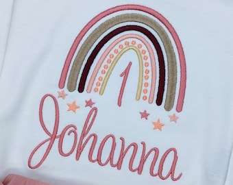 Regenbogen Geburtstagsshirt Mädchen l Geburtstagsoutfit erster Jahr | Geschenk tshirt 1, 2, 3, 4, l Oberteil Mädchen