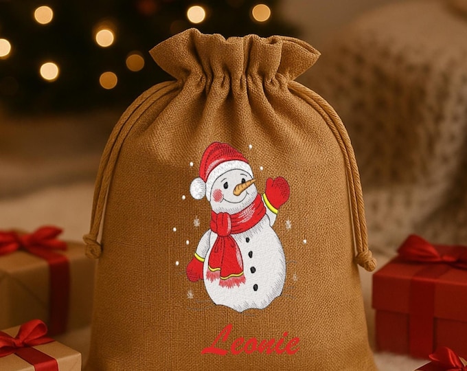 Bestickte Nikolausbeutel, Weihnachtssäckchen personalisiert mit Name, Jutebeutel, Weihanchten, Weihnachtsmann, Nikolausgeschenk Kind
