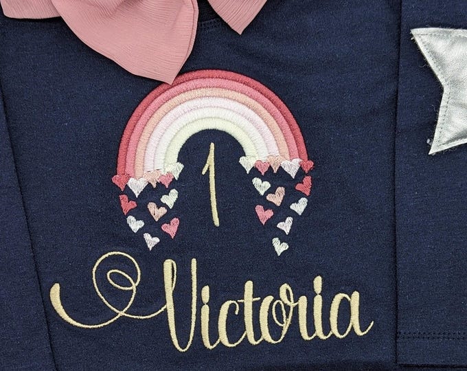 Regenbogen Geburtstagsshirt Mädchen 2 3 4 5 6 7  Personalisiertes für Kinder l Oberteil Mädchen