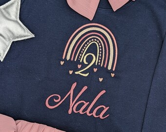 Camiseta de aniversário arco-íris para meninas / Camiseta de aniversário arco-íris / Presente de aniversário para meninas /