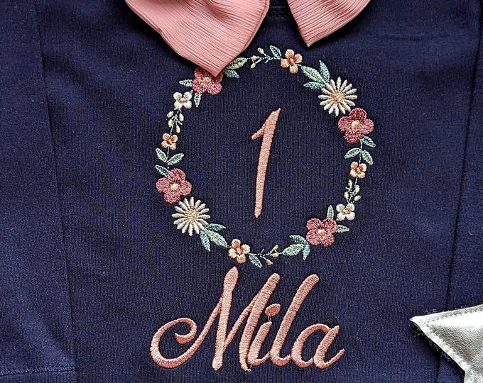 3. Geburtstagsshirt Mädchen mit Name und Zahl -1 2 3 , Geburtstagsparty Outfit Kindershirt, Erster Jahr Geschenk T-Shirt Langarmshirt