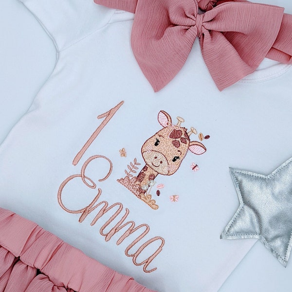 Giraffe Personalisiertes Geburtstagsshirt für Kinder l Oberteil Mädchen