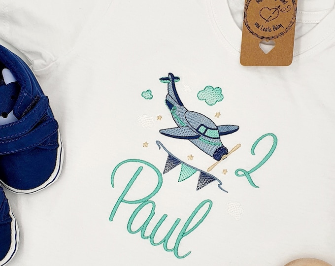 Flugzeug 3. Geburtstag Jungen | Geburtstagsshirt l Geburtstagsoutfit erster Jahr | Geschenk tshirt 1, 2, 3, 4, 5, l Geburtstag outfit