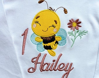 Personalized Bee Birthday Shirt for Kids l Top Girls