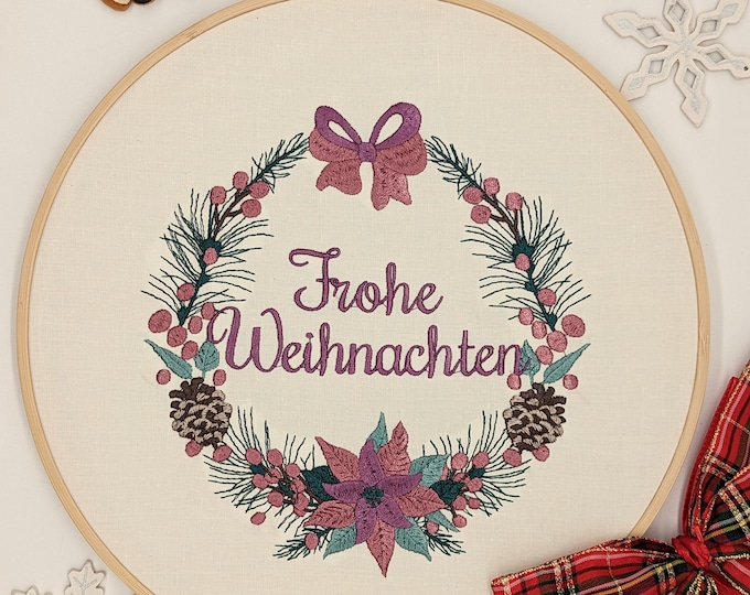 Stickrahmen Weihnachten Türkranz Wanddekoration/ Stickrahmen Personalisiert, Wanddeko bestickt mit Namen, Willkommensgeschenk