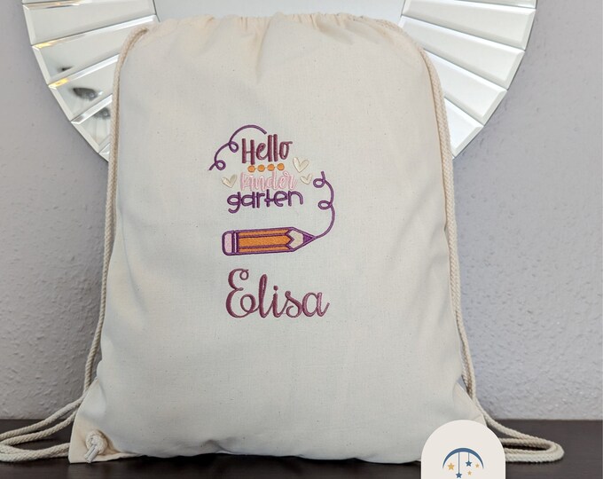 Kinderrucksack personalisiert, individuelles Geschenk Wechselkleidung Kita Mädchen Jungen Schultüte Schmutzwäsche Stoffbeutel