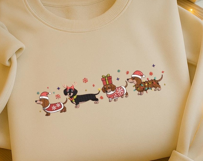 Dackel Weihnachtspullover für Hundenliebhaber, lustiges Hund T-Shirt, Winter Hunde Pulli, personalisiert geschenkidee, Besticktes Sweatshirt
