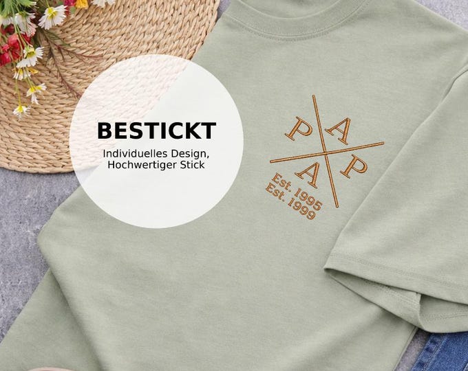 Personalized embroidered T-shirt for dad with name & year of birth | Father's Day gift | Gift for expectant father