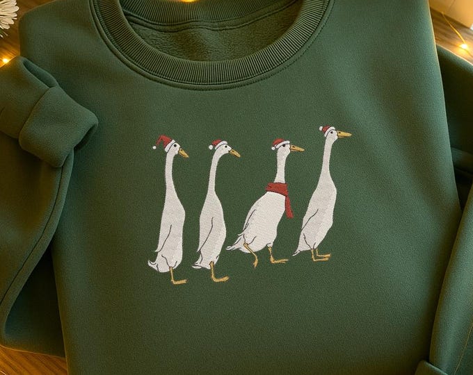 Gänse Weihnachtspullover für Bauernhofliebhaber, lustiges Tierweihnachts-Shirt ,personalisiert geschenkidee, Enten Besticktes Sweatshirt