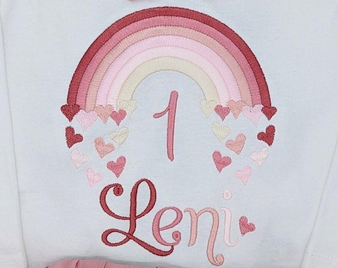 Regenbogen Geburtstagsbody Geburtstagsshirt personalisiert 1 2 3 4 5 , Oberteil Geburtstagsoutfit erster Jahr | Kinder Geschenk tshirt l