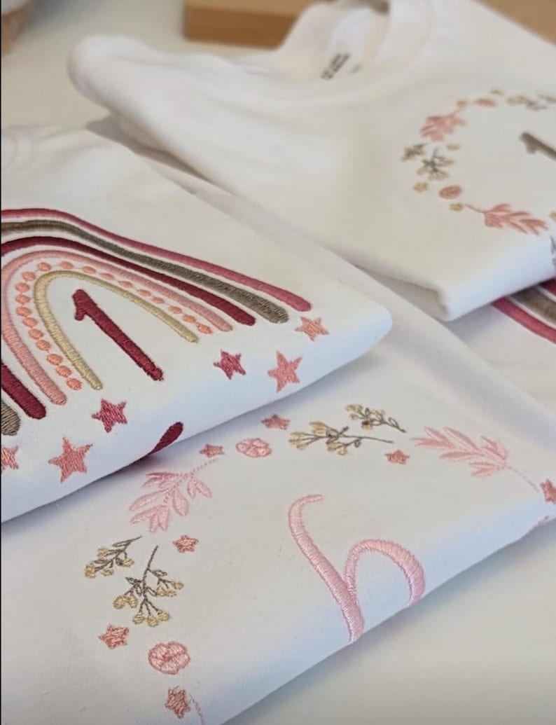 Eerste verjaardag meisje | Regenboog verjaardagsshirt | Outfit voor het eerste verjaardagsjaar | Cadeau T-shirt 1, 2, 3, 4 | Top voor meisjes afbeelding 3