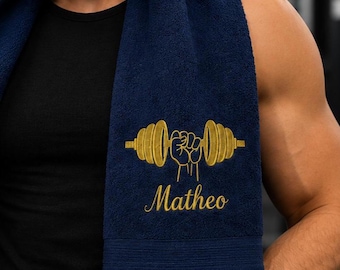 Sporthandtuch Personalisiertes  mit Wunschname, besticktes Saunatuch, Fitnesshandtuch, Geschenk für Männer zum Geburtstag, Weihnachten Opa