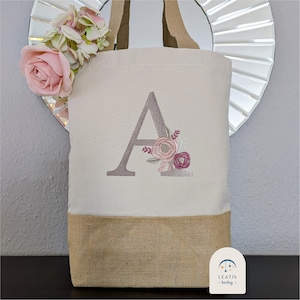 Jutebeutel Tasche personalisiert Arbeitstasche Hebamme Geburtstag für Mama Oma Freundin Tante, Personalisierbare bestickte Bio Umhängetasche